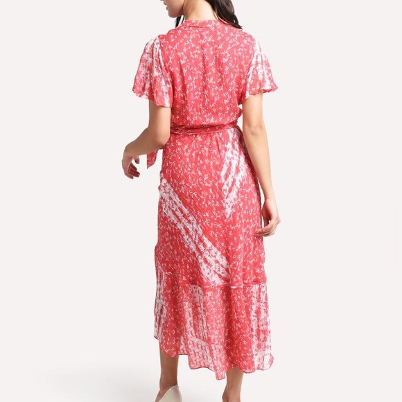 Blair Wrap Dress in Red Floral Print - Picture 3 of 7